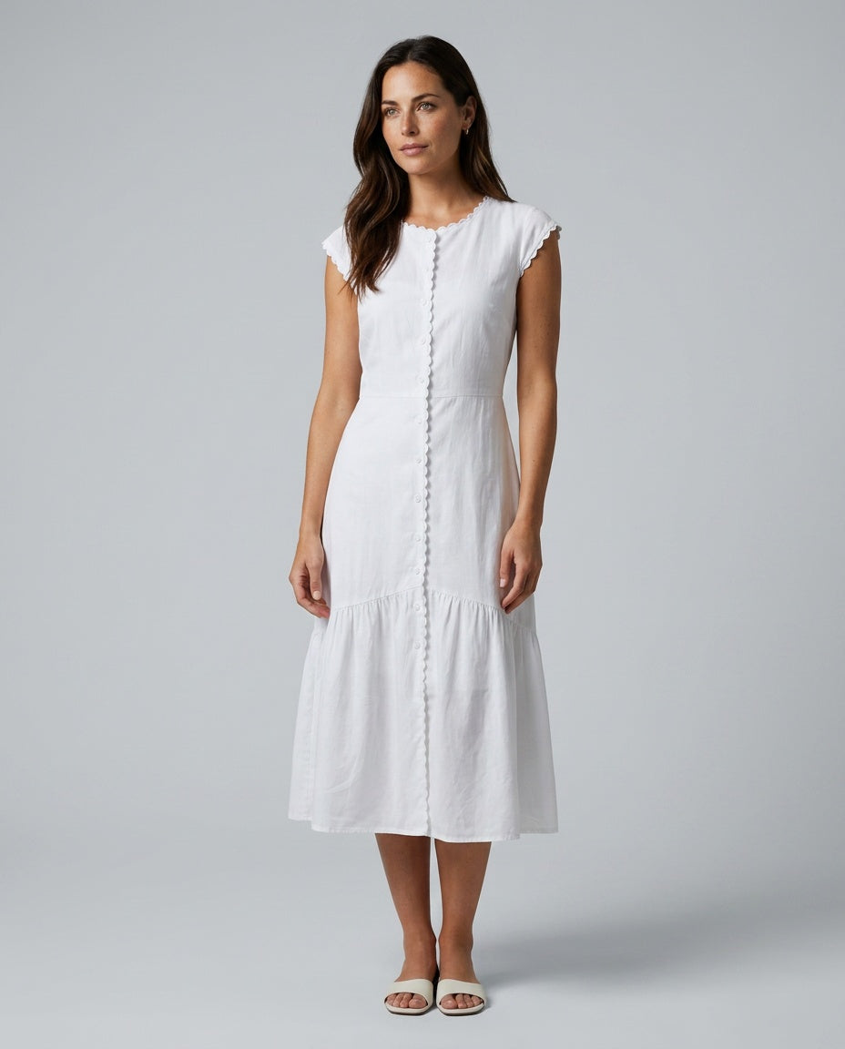 Amara | Round Neck Solid Midi Dress