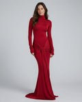 Rosa | High Neck Long Sleeve Red Maxi Dress