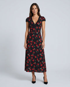 Kira | Floral Print V-Neck Maxi Dress