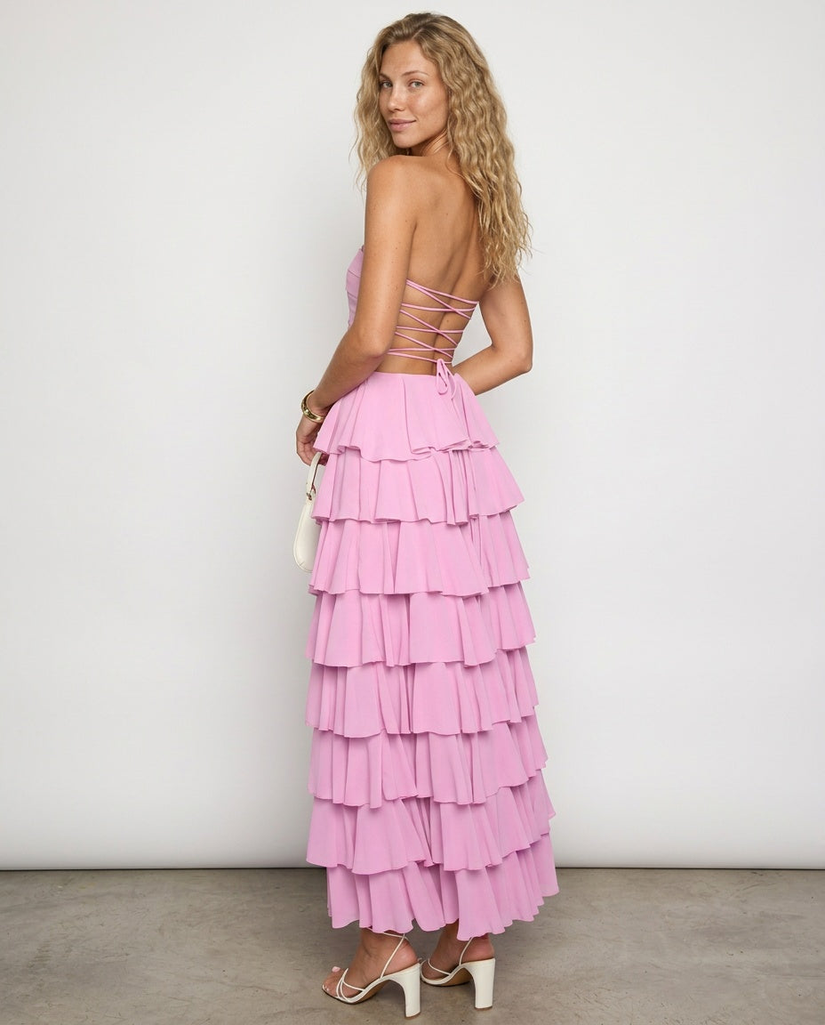 Kim | Strapless Ruffle Maxi Dress