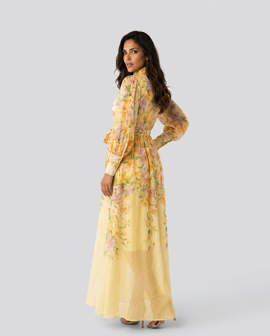Cressida | Floral Sheer Long Sleeve Maxi Dress
