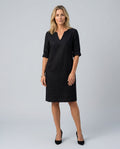 Celeste | V-Neck 3/4 Sleeve Linen-Look Midi Dress