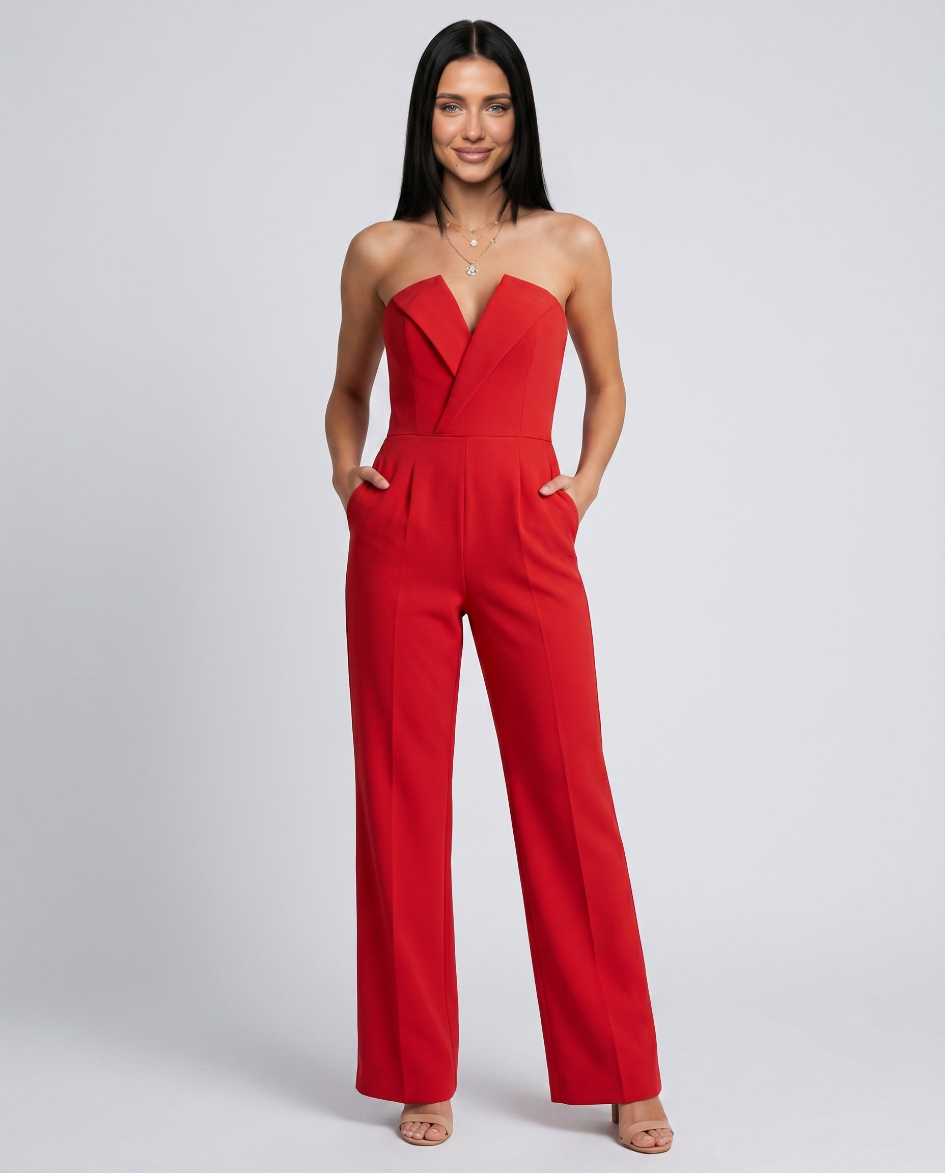 Nadia | Sleeveless V-Neck Wide Leg Jumpsuit