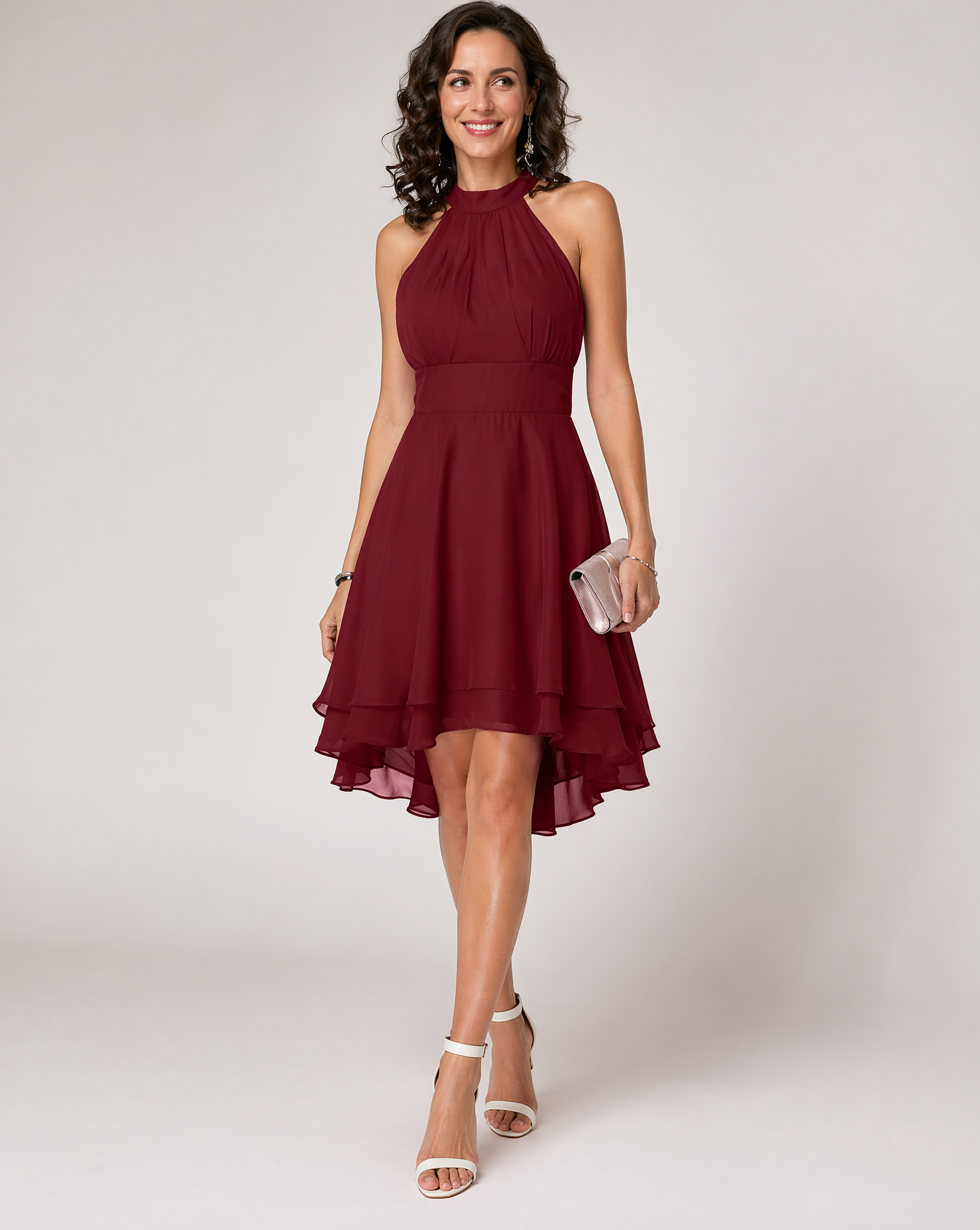 Celeste | Halter Ruffle Flared Midi Dress