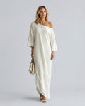 Celeste | One-Shoulder Linen-Blend Midi Dress