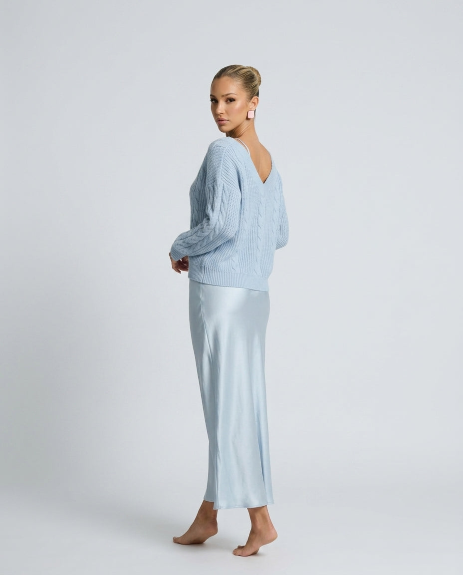Giselle | Satin-Look V-Neck Maxi Dress