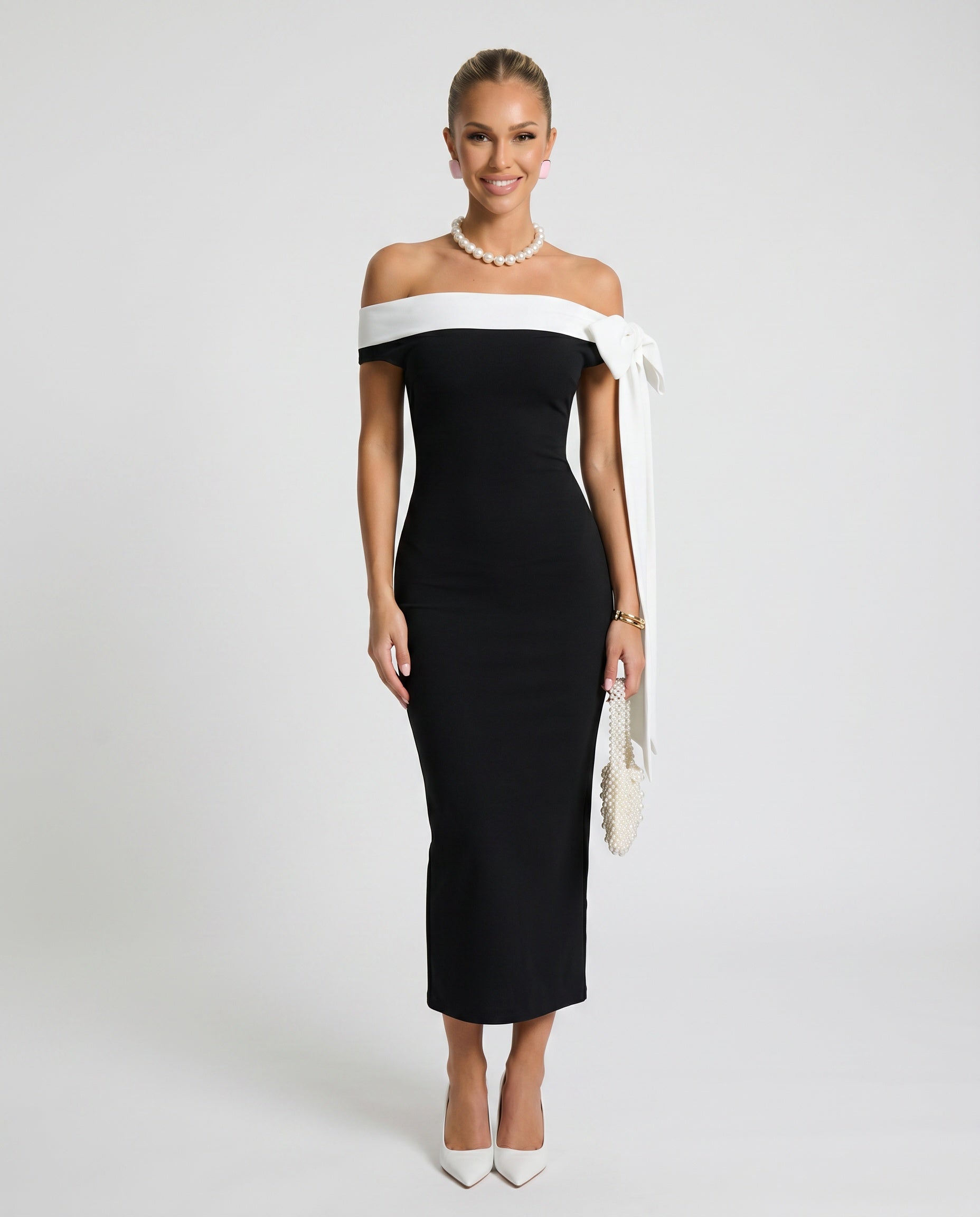 Ottilie | Off-Shoulder Evening Midi Dress