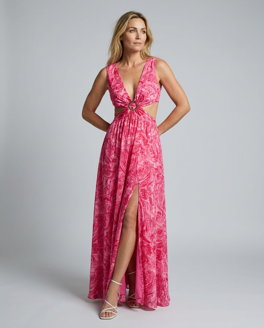 Quinn | Floral Print Side Slit Maxi Dress