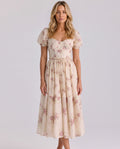 Sabine | Floral Print Puff Sleeve Midi Dress