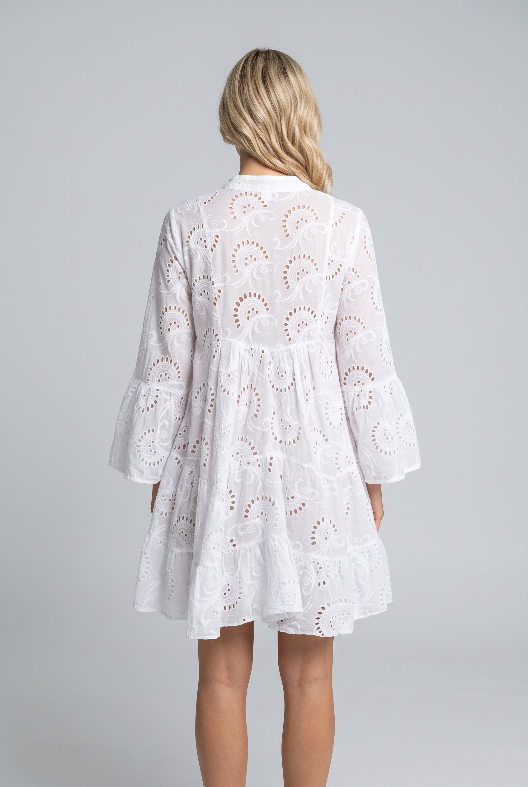 Edith | Embroidered Tiered Mini Dress