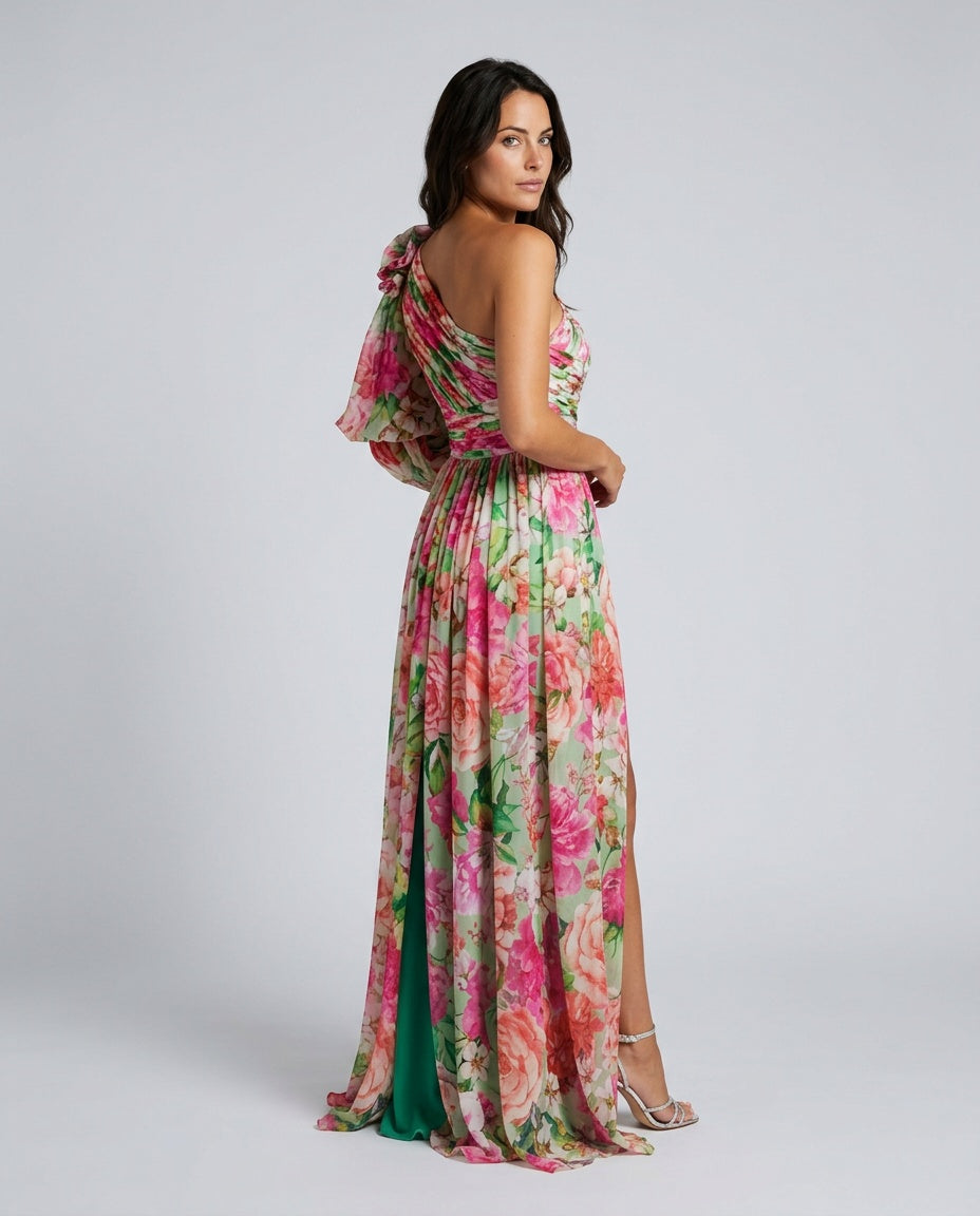 Nadia | One-Shoulder Floral Slit Maxi Dress