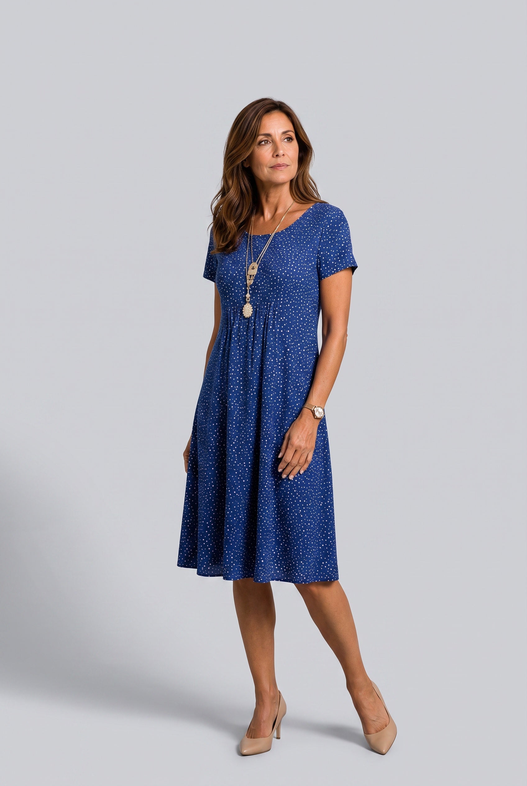 Priya | V-Neck Short Sleeve Midi Dress