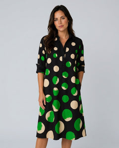 Ines | Polka Dot Print Midi Dress