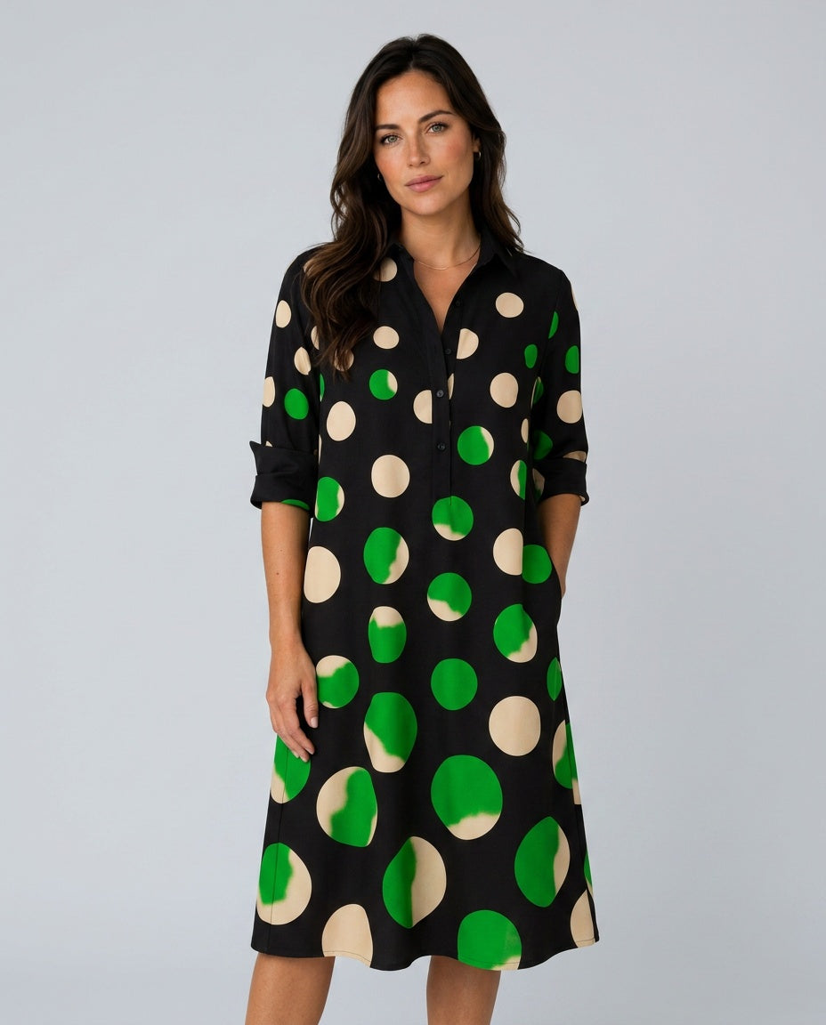 Ines | Polka Dot Print Midi Dress
