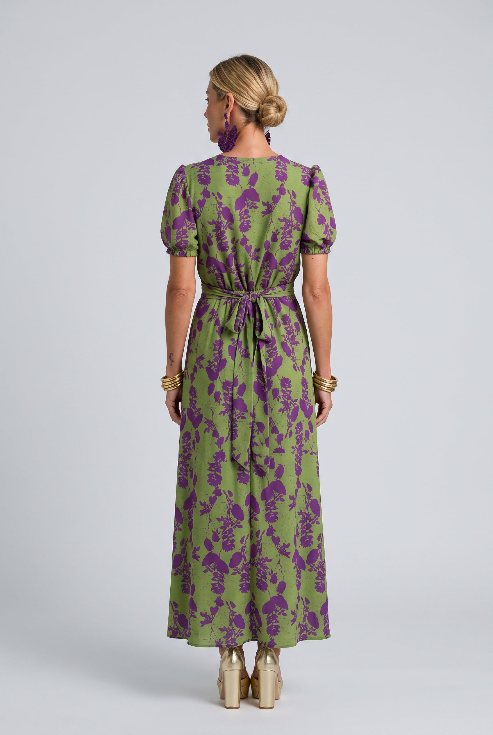 Romy | Floral Print Green Maxi Dress
