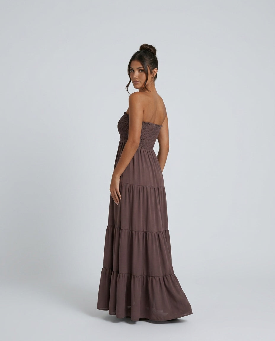 Harlow | Strapless Ruched Maxi Dress