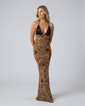 Anouk | Sleeveless Leopard Print Deep V Maxi Dress