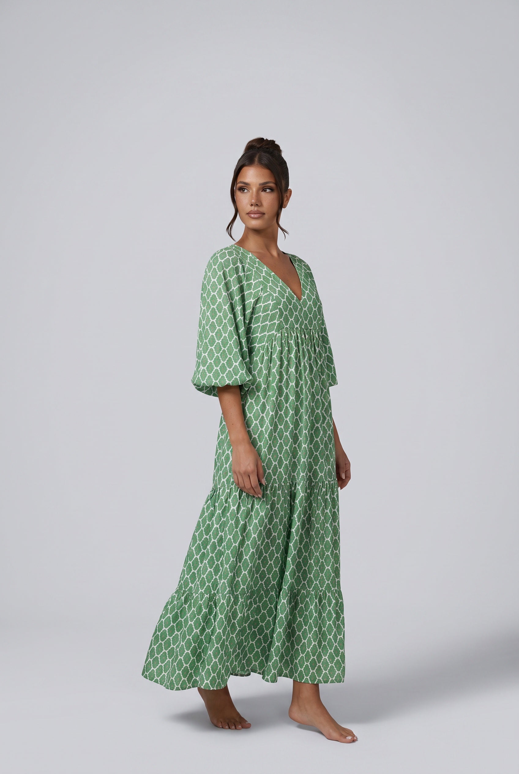 Josephine | Patterned Long Sleeve Maxi Dress