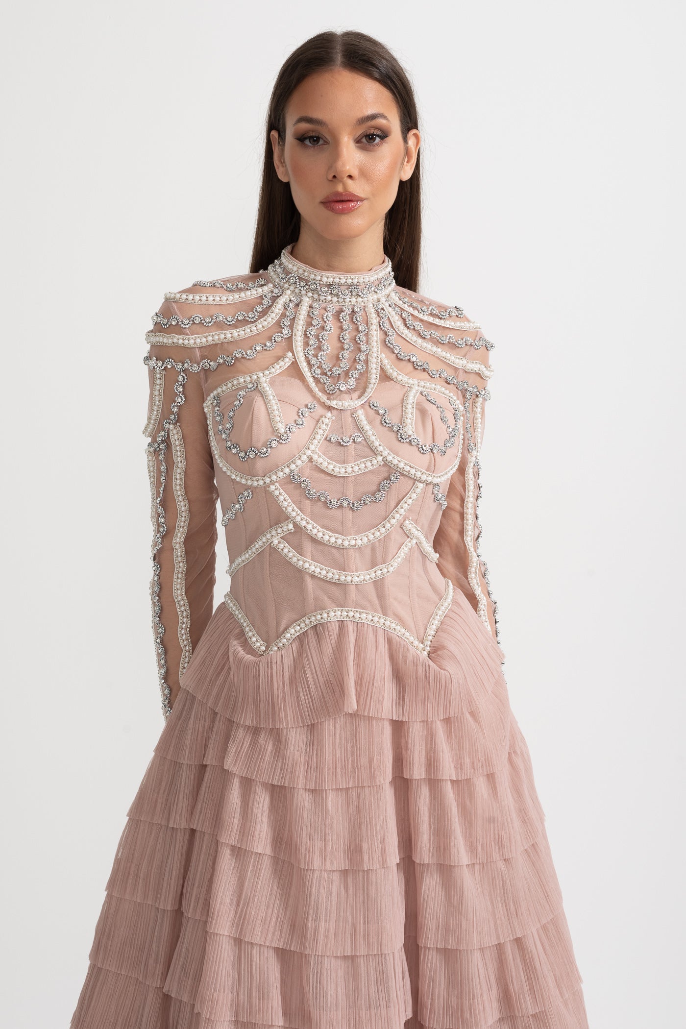 Celestine | Long Sleeve Ruffle Midi Dress