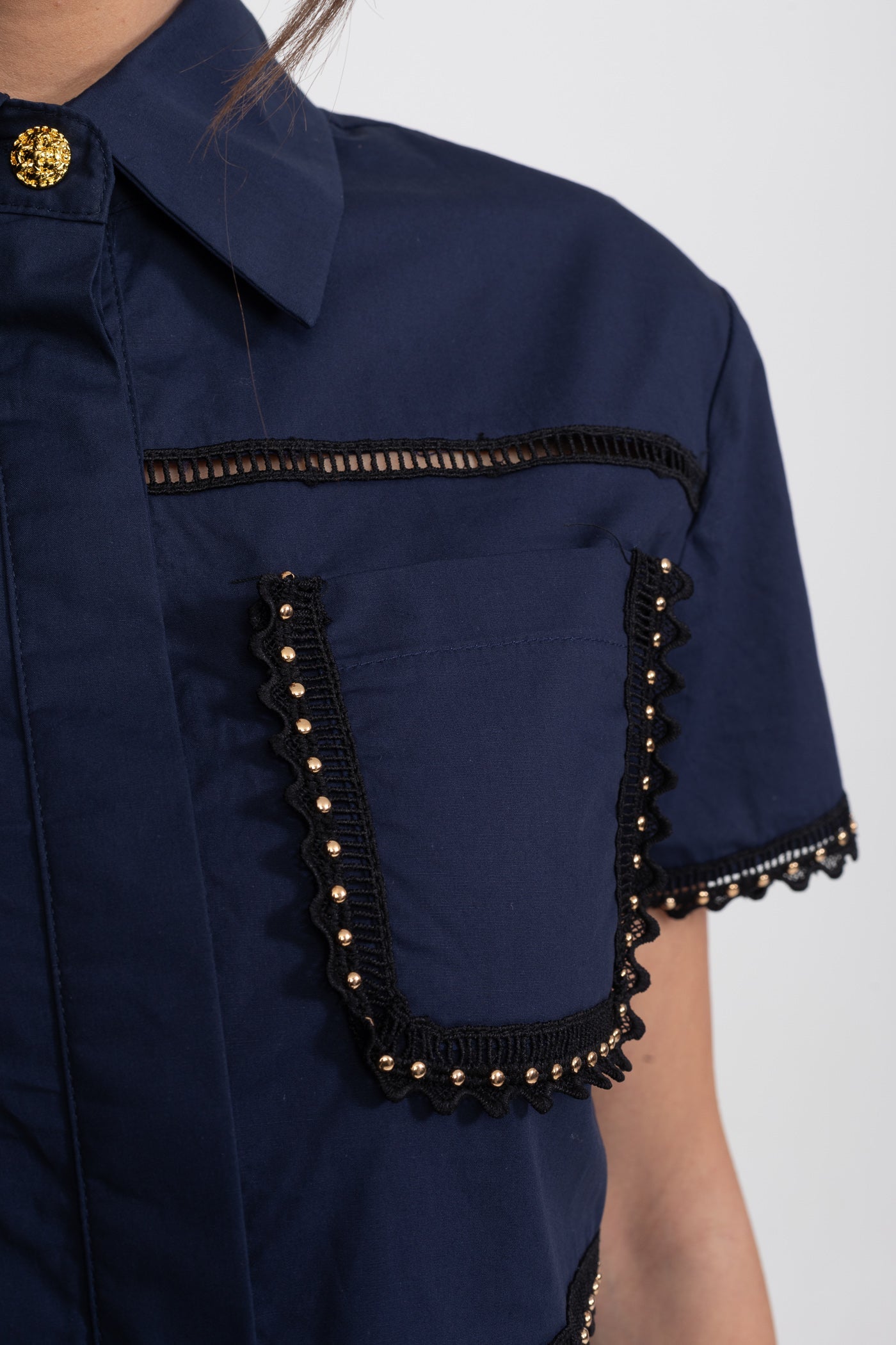 Edith | Broderie-Trim Cropped Shirt & Midi Skirt Set