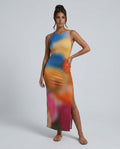 Calise | Abstract Print Side Slit Maxi Dress