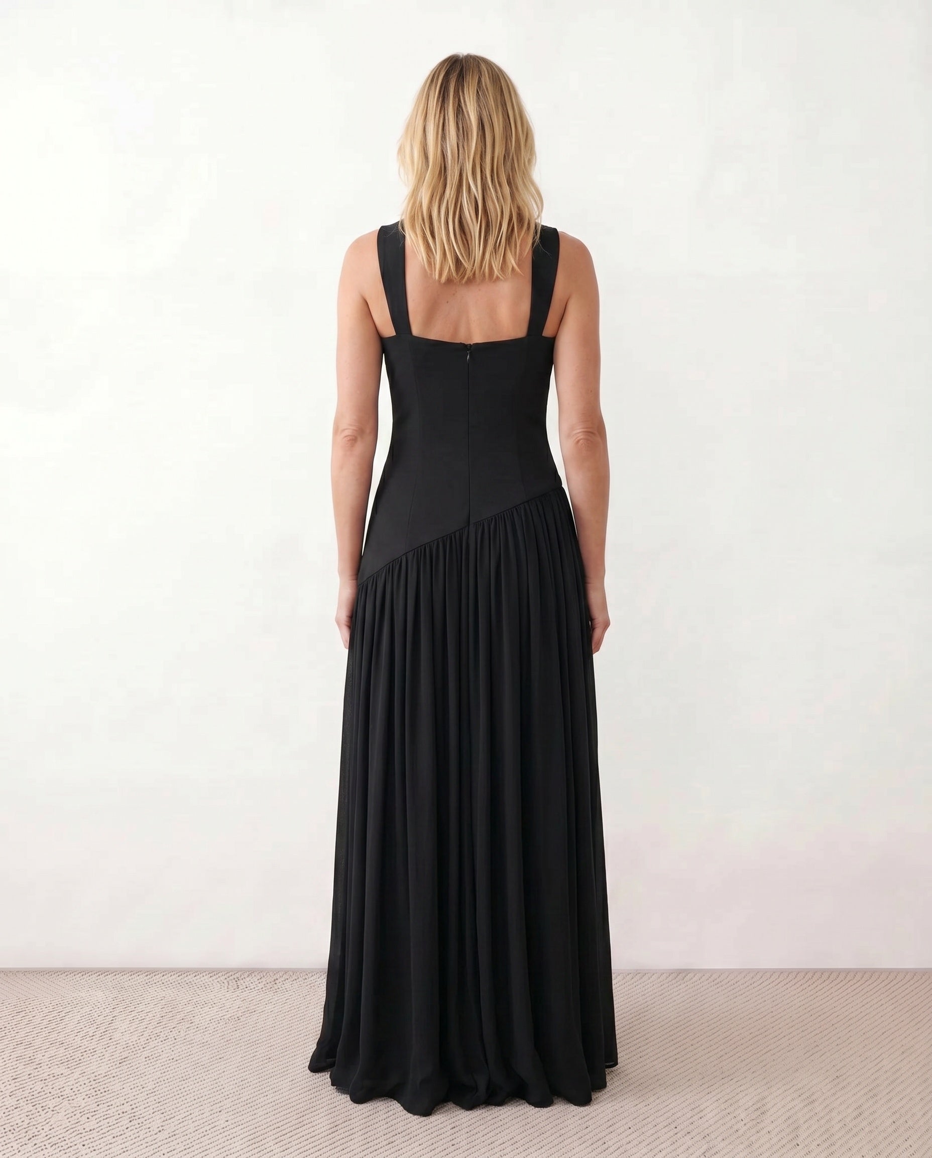 Ines | Basque Waist Lace-Up Maxi Dress