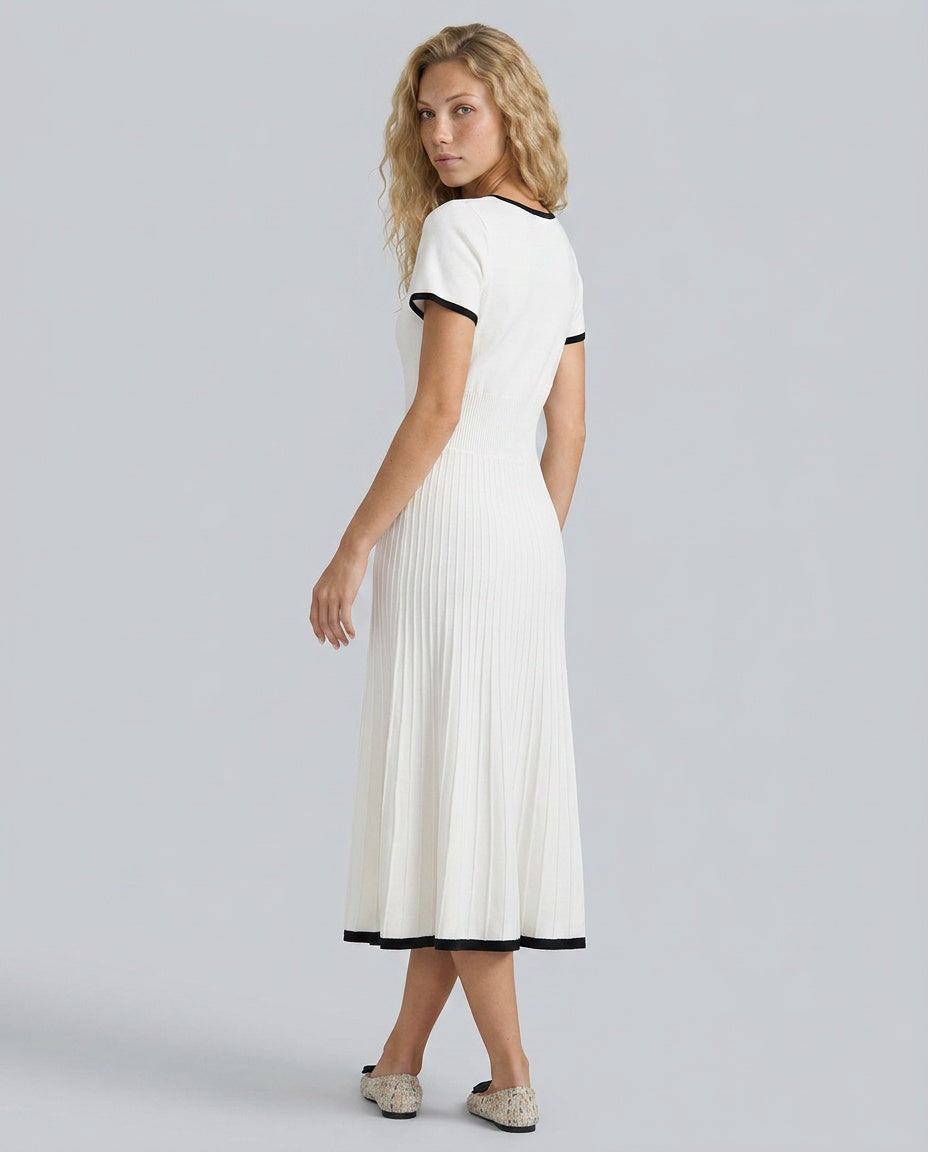 Mabel | Contrast Knit Sweater Midi Dress