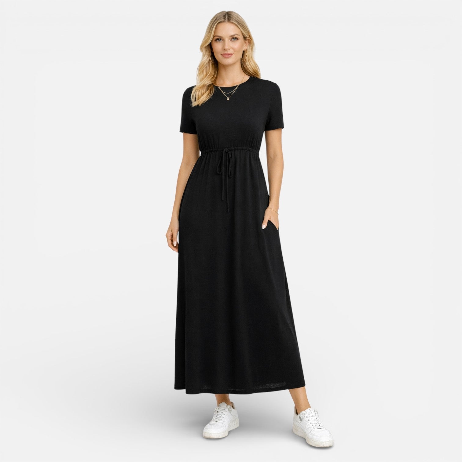 Catalina | Cotton-Blend Short Sleeve Maxi Dress