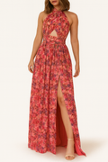Isa Luna | Backless Maxi Dress with Floral Print