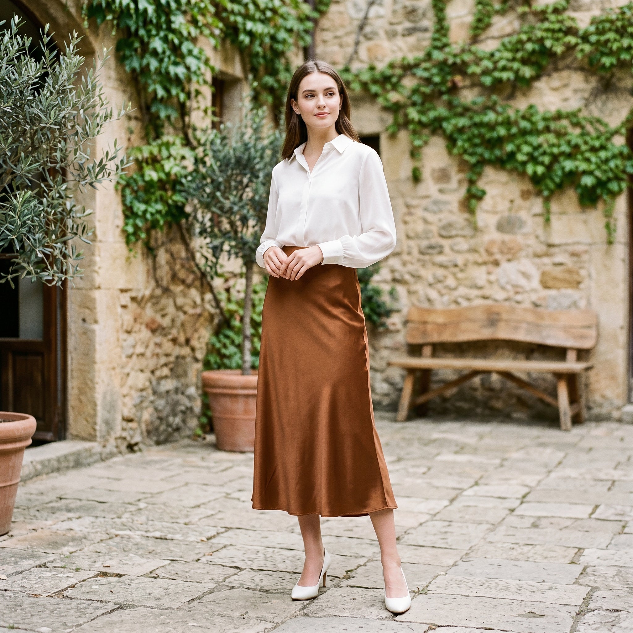 Dahlia | Elastic Waist Midi Skirt