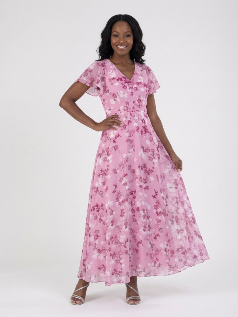 Ruby | Floral Print Chiffon-Look Maxi Dress