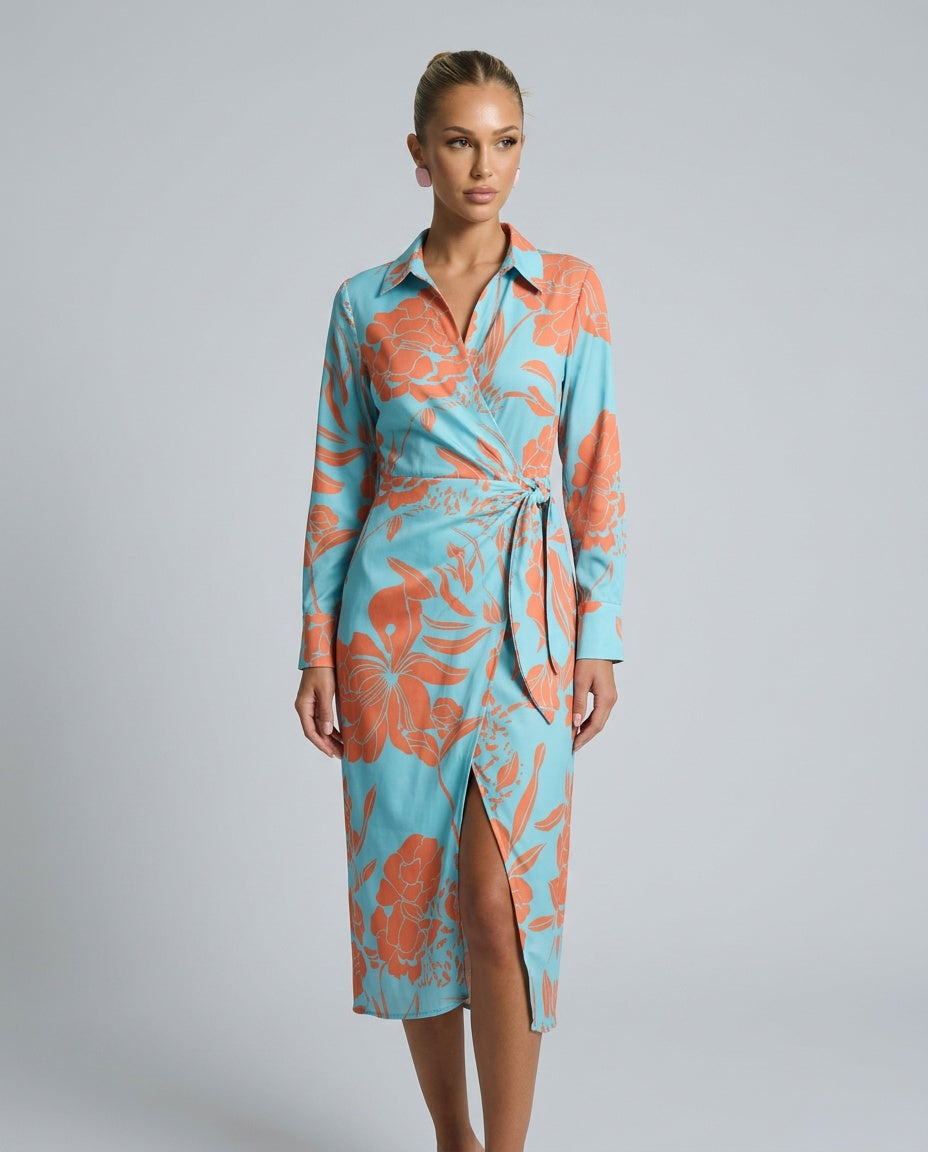 Esmee | Wrap Midi Dress in Print & Solid Colours