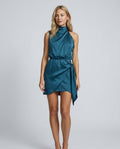 Willa | Halter Neck Side-Tie Satin Mini Dress
