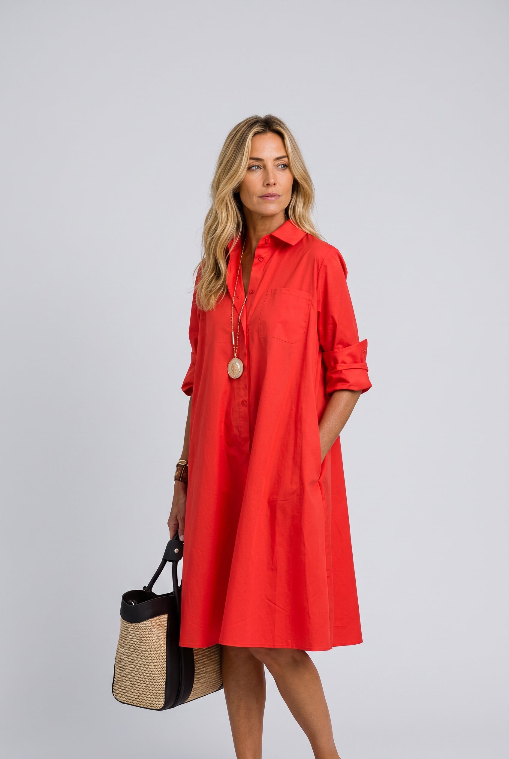 Bianca | Collared Long Sleeve Polo Midi Dress
