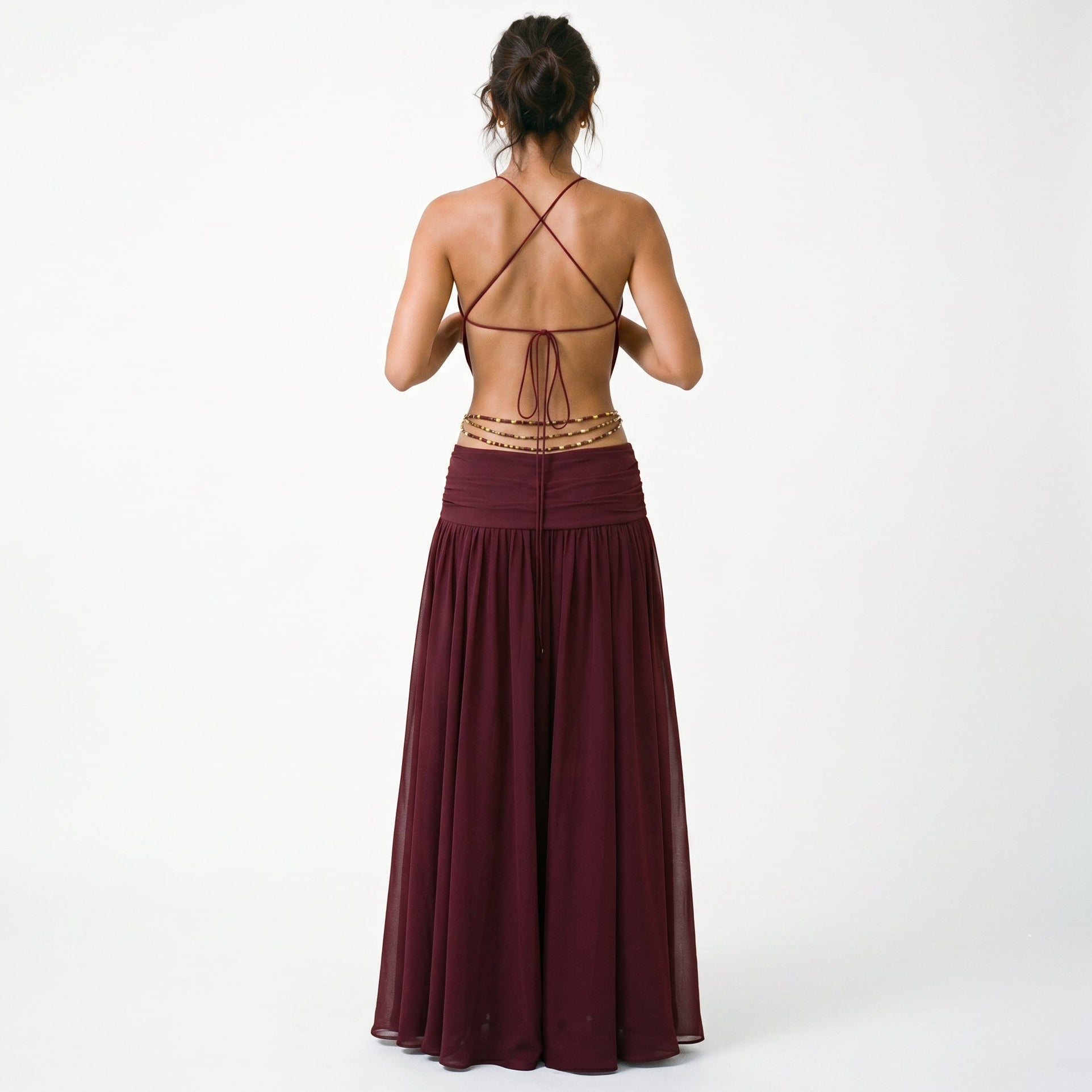 Dahlia | Deep V-Neck Chiffon Maxi Dress