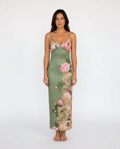 Coralie | Floral Satin-Look Slip Maxi Dress