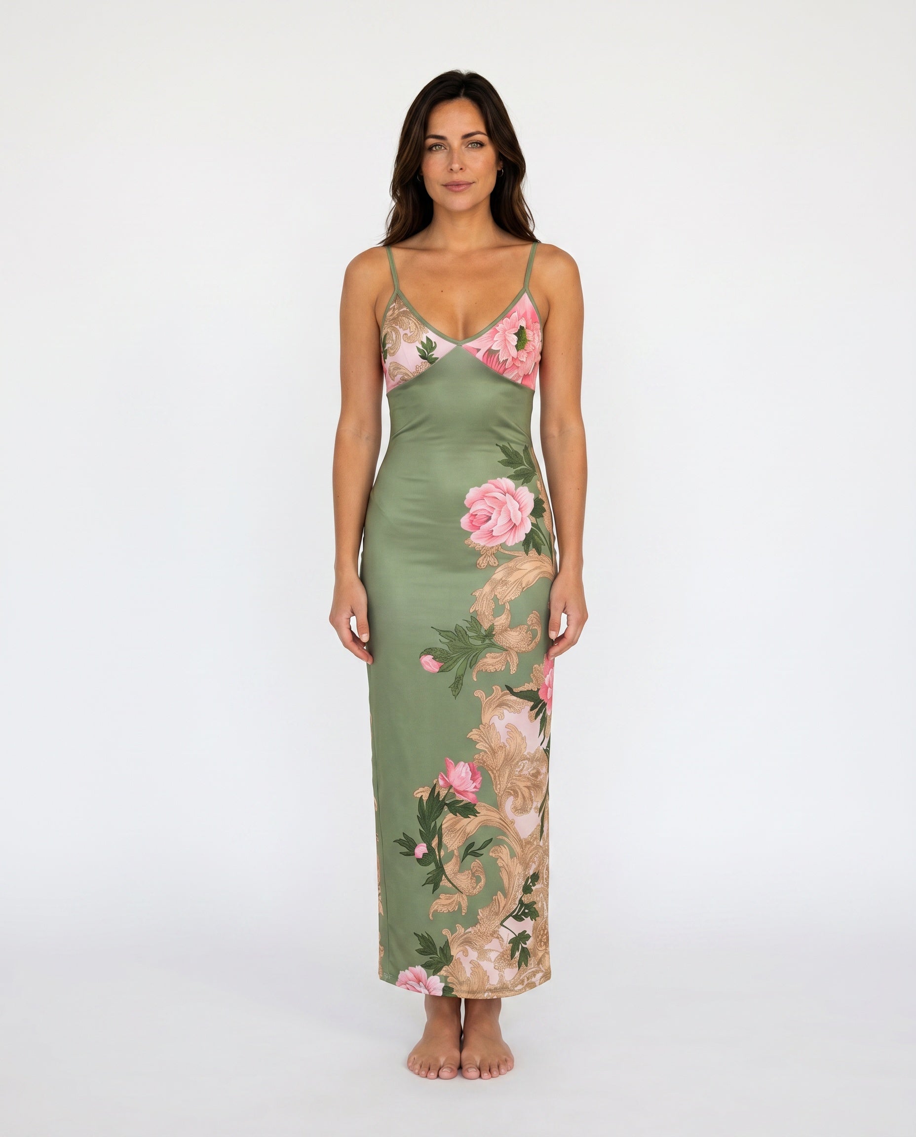 Coralie | Floral Satin-Look Slip Maxi Dress