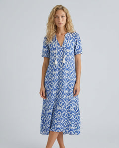 Mira | V-Neck Tassel-Strap Puff Sleeve Midi Dress