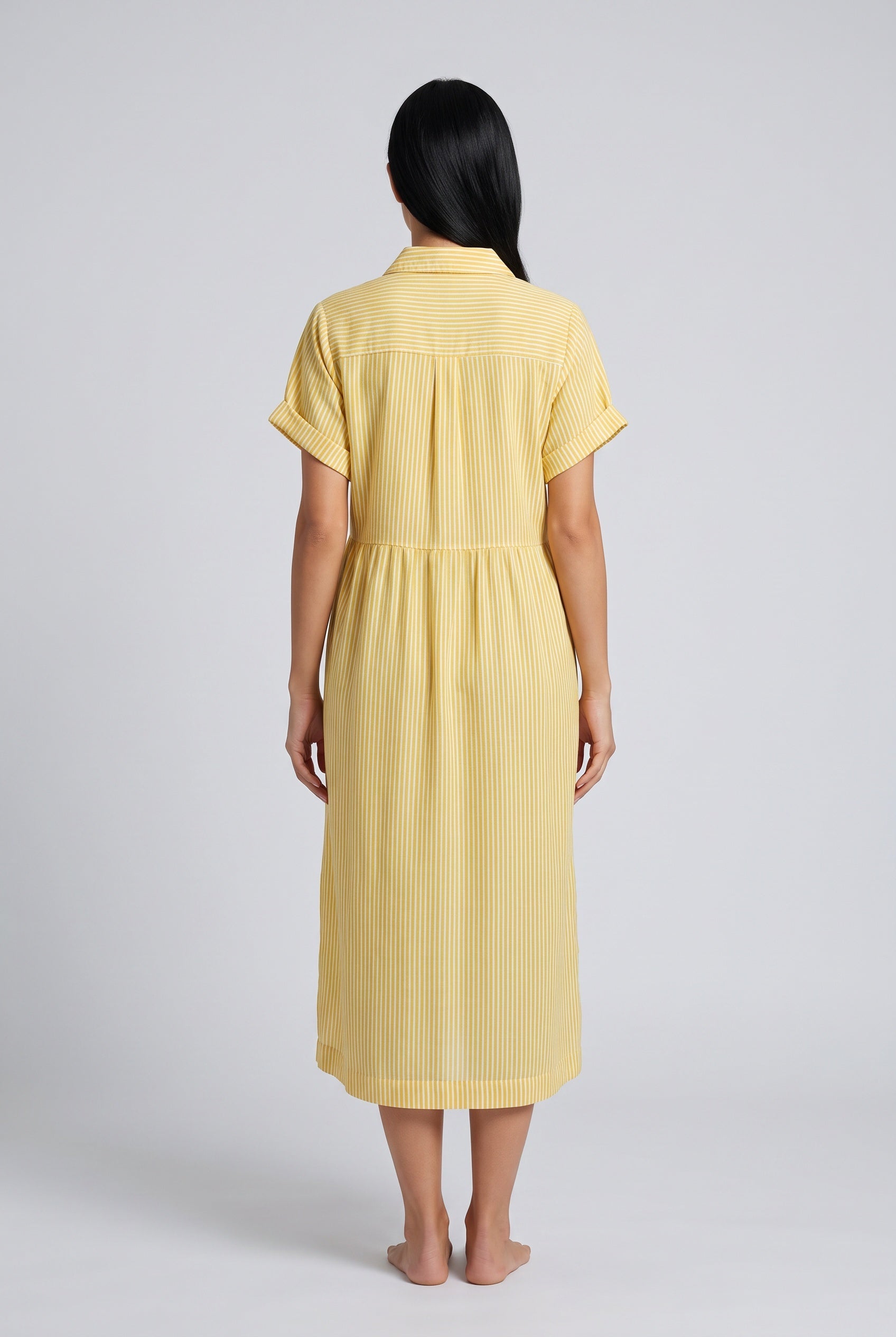 Riley | Striped Button-Up Midi Shirt Dress