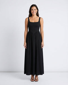 Colleen | Basque Waist A-Line Maxi Dress