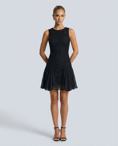 Maris | Boat Neck Backless Lace Mini Dress