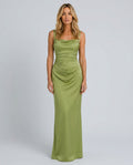 Emerson | Ruched Waist Satin-Look Maxi Dress