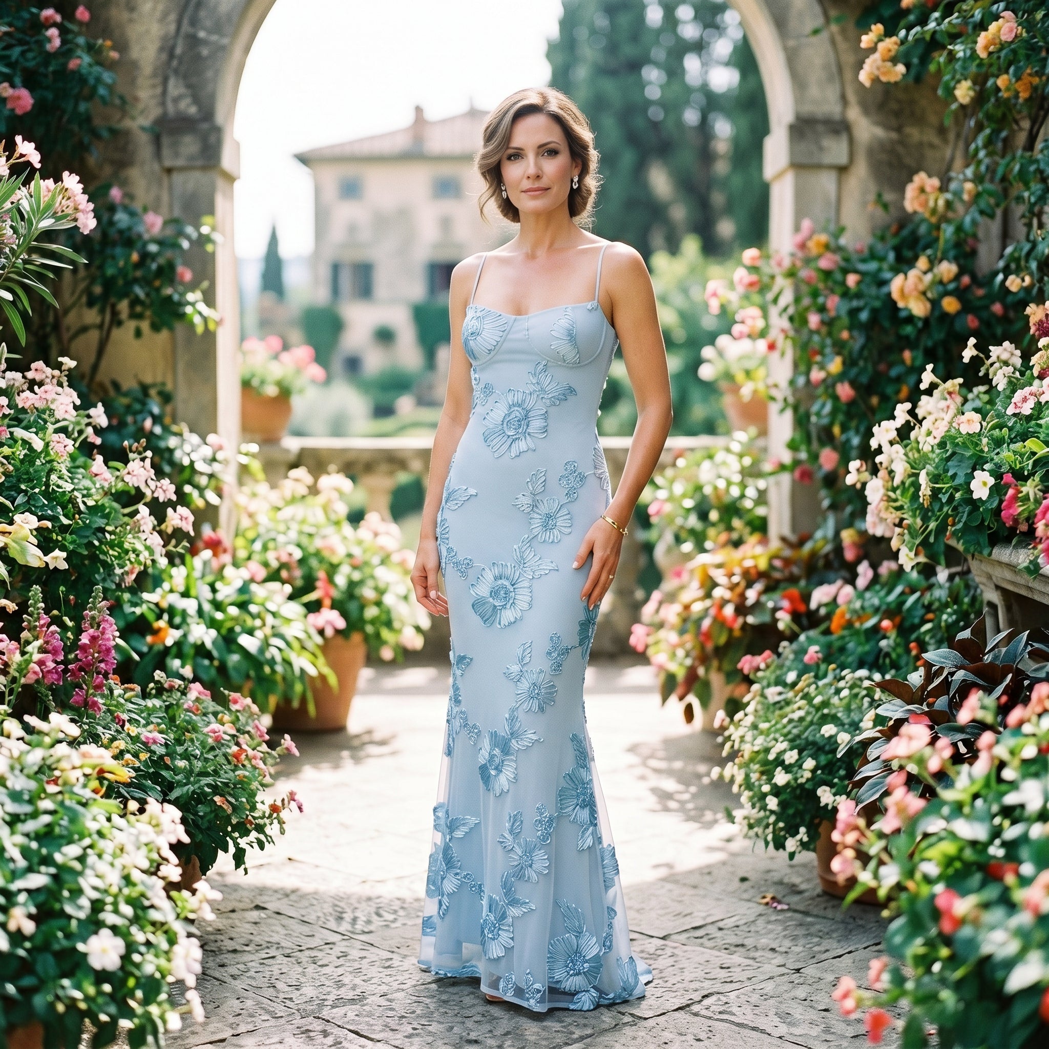 Cassia | Floral Jacquard Corset Maxi Dress