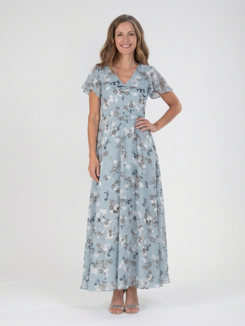 Ruby | Floral Print Chiffon-Look Maxi Dress