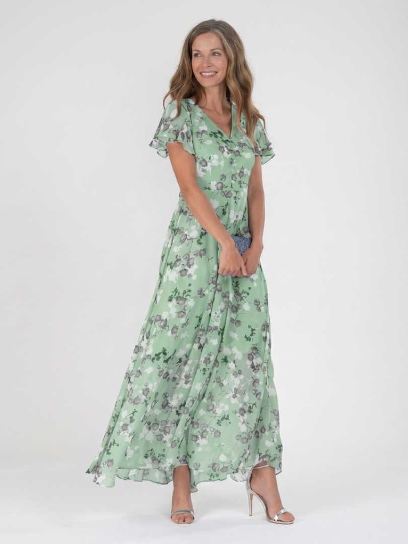 Ruby | Floral Print Chiffon-Look Maxi Dress