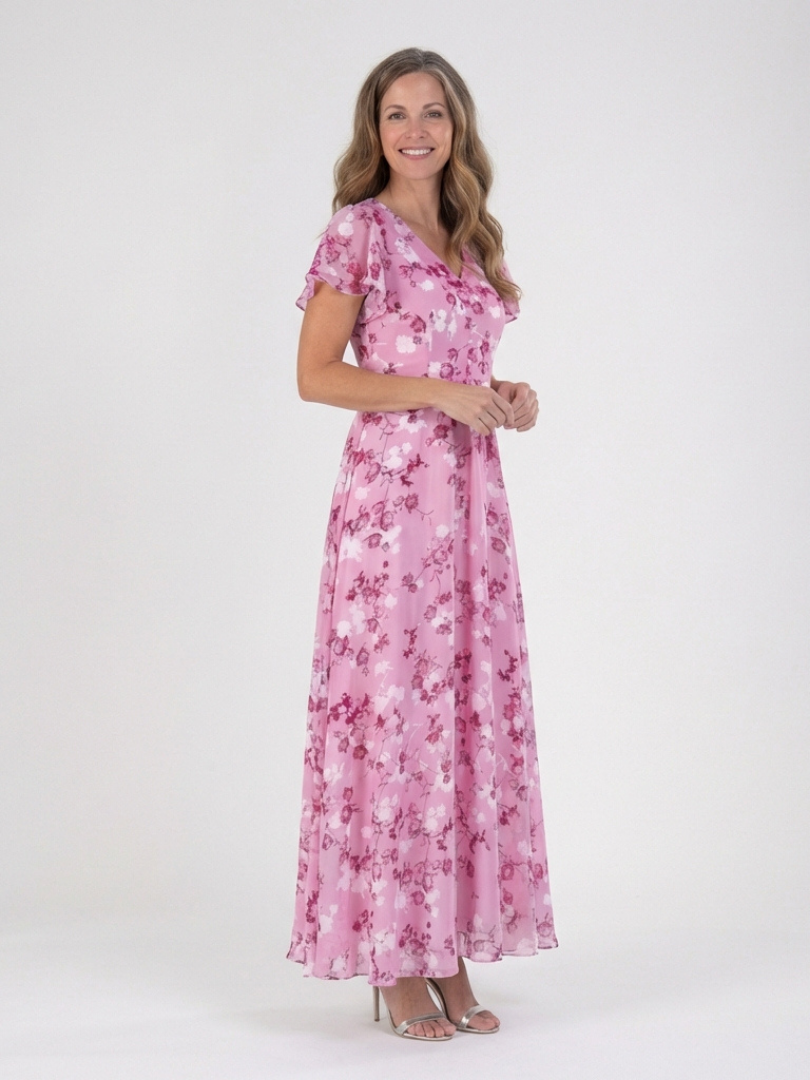 Ruby | Floral Print Chiffon-Look Maxi Dress