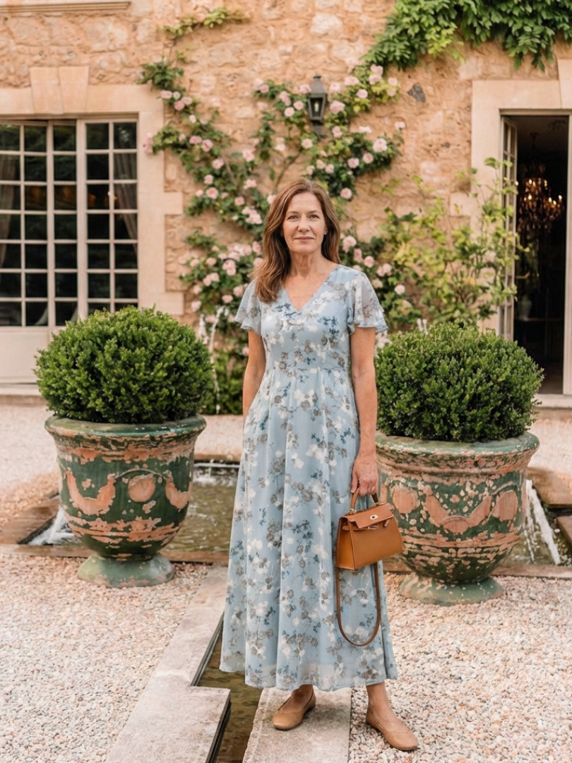 Ruby | Floral Print Chiffon-Look Maxi Dress