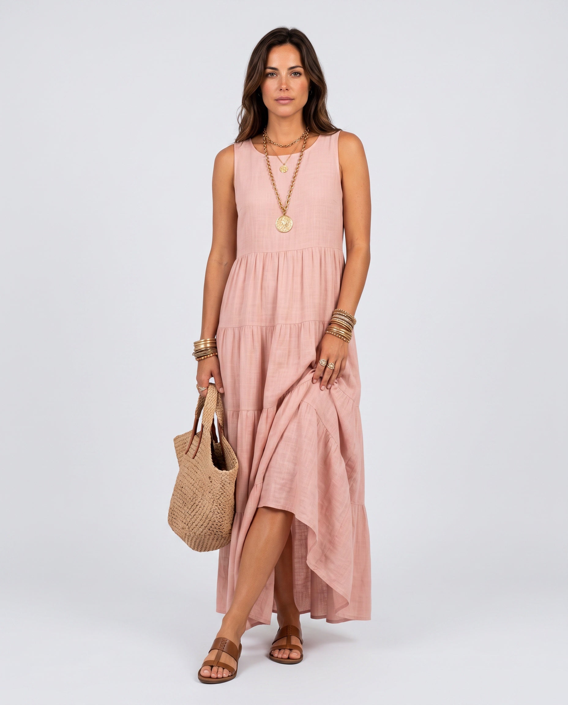 Clara | Sleeveless Linen-Blend Maxi Dress