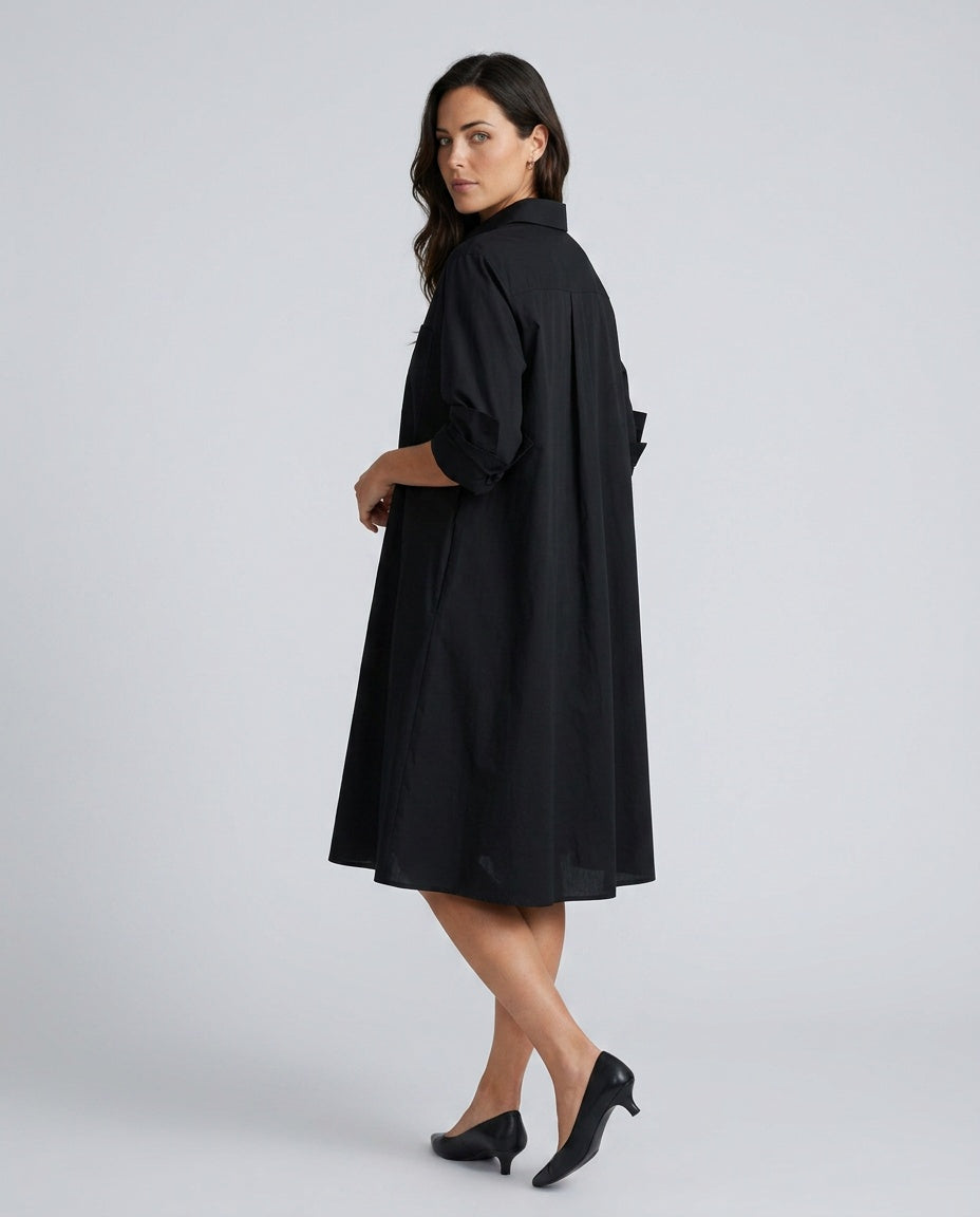 Camille | Belted Button-Front Flowing Shirt Midi Dress