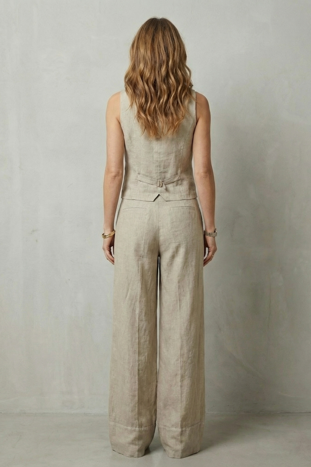 Linéaura | Sleeveless Tailored Vest & Wide-Leg Trouser Set
